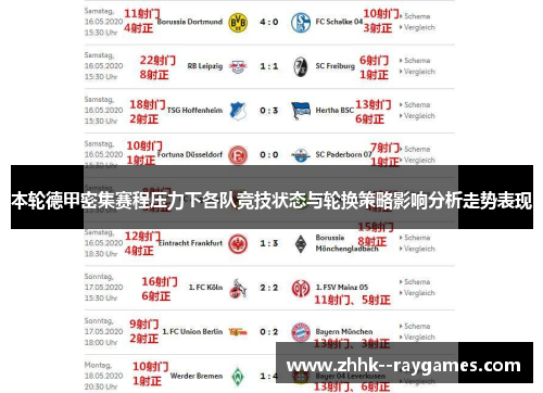 本轮德甲密集赛程压力下各队竞技状态与轮换策略影响分析走势表现